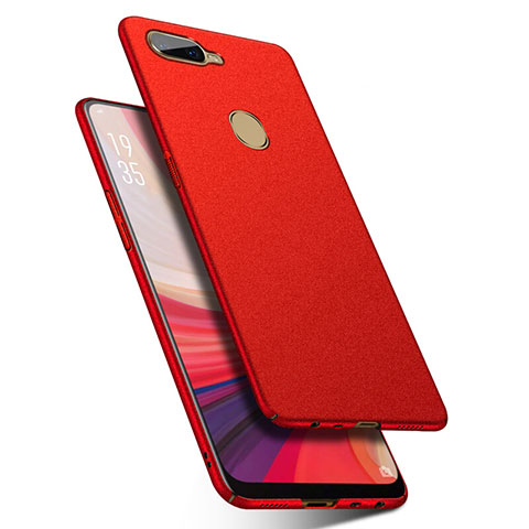 Funda Dura Plastico Rigida Carcasa Fino Arenisca para Oppo A7 Rojo