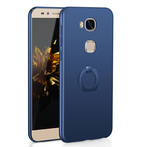 Funda Dura Plastico Rigida Carcasa Mate con Anillo de dedo Soporte A01 para Huawei GR5 Azul