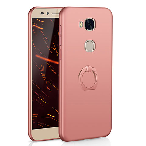 Funda Dura Plastico Rigida Carcasa Mate con Anillo de dedo Soporte A01 para Huawei Honor 5X Oro Rosa