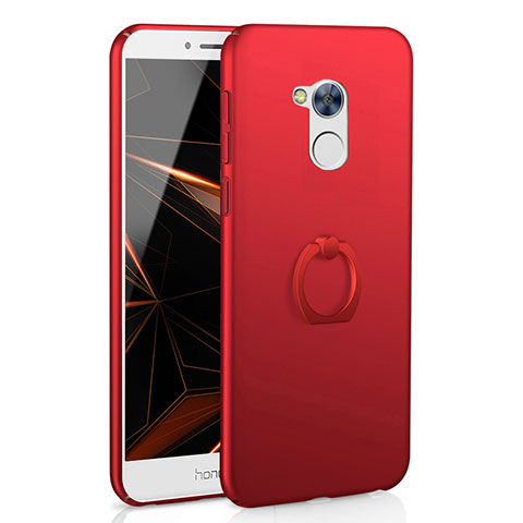 Funda Dura Plastico Rigida Carcasa Mate con Anillo de dedo Soporte A01 para Huawei Honor 6A Rojo