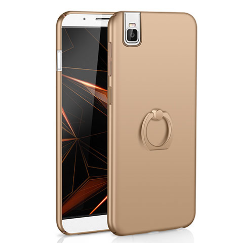 Funda Dura Plastico Rigida Carcasa Mate con Anillo de dedo Soporte A01 para Huawei Honor 7i shot X Oro