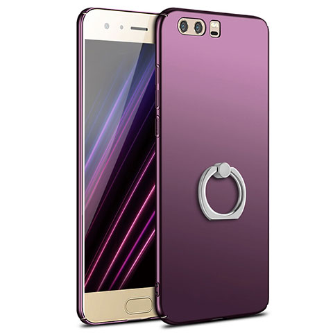 Funda Dura Plastico Rigida Carcasa Mate con Anillo de dedo Soporte A01 para Huawei Honor 9 Morado