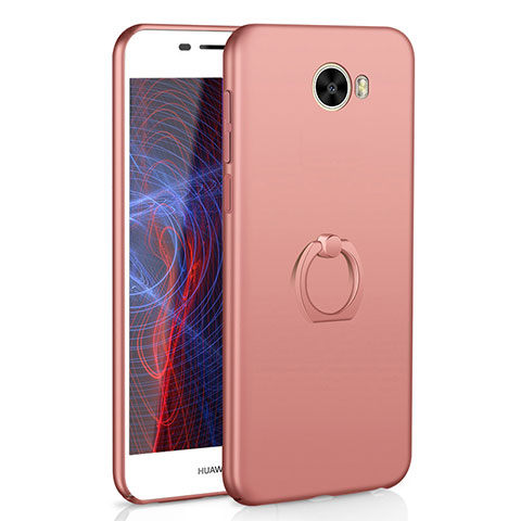 Funda Dura Plastico Rigida Carcasa Mate con Anillo de dedo Soporte A01 para Huawei Honor Play 5 Oro Rosa