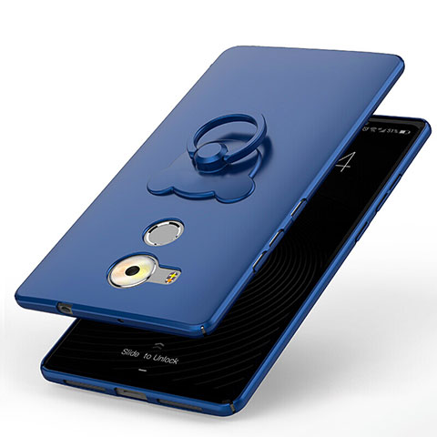 Funda Dura Plastico Rigida Carcasa Mate con Anillo de dedo Soporte A01 para Huawei Mate 8 Azul