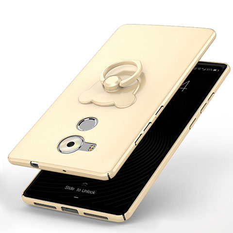 Funda Dura Plastico Rigida Carcasa Mate con Anillo de dedo Soporte A01 para Huawei Mate 8 Oro