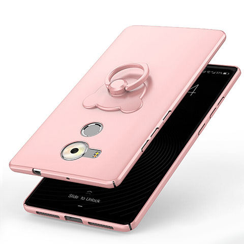 Funda Dura Plastico Rigida Carcasa Mate con Anillo de dedo Soporte A01 para Huawei Mate 8 Rosa