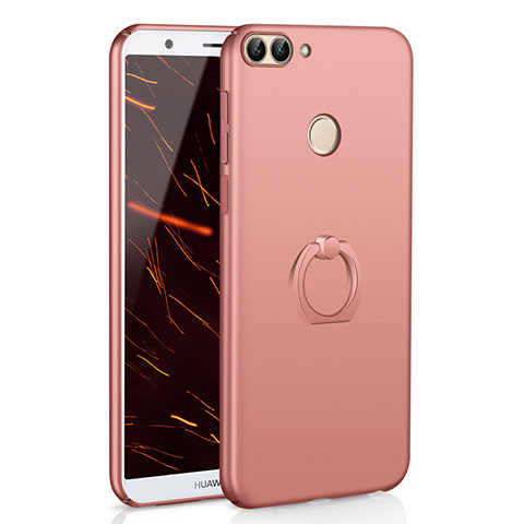 Funda Dura Plastico Rigida Carcasa Mate con Anillo de dedo Soporte A01 para Huawei P Smart Oro Rosa