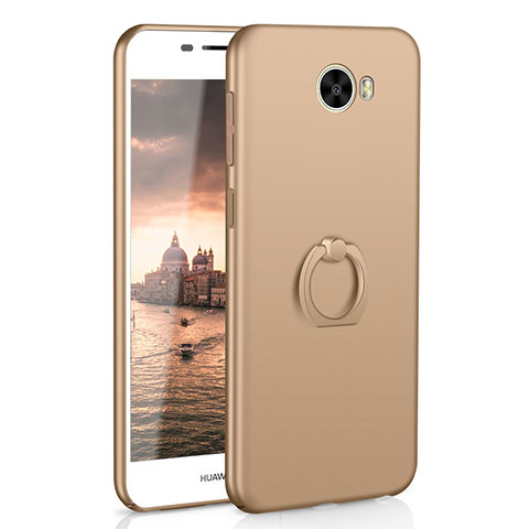 Funda Dura Plastico Rigida Carcasa Mate con Anillo de dedo Soporte A01 para Huawei Y5 II Y5 2 Oro