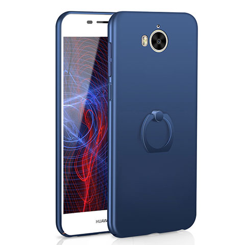 Funda Dura Plastico Rigida Carcasa Mate con Anillo de dedo Soporte A01 para Huawei Y5 III Y5 3 Azul