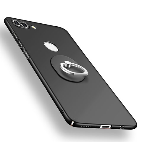 Funda Dura Plastico Rigida Carcasa Mate con Anillo de dedo Soporte A01 para Huawei Y9 (2018) Negro