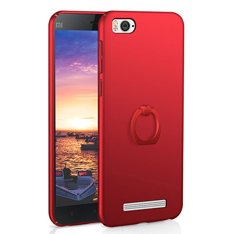 Funda Dura Plastico Rigida Carcasa Mate con Anillo de dedo Soporte A01 para Xiaomi Mi 4i Rojo