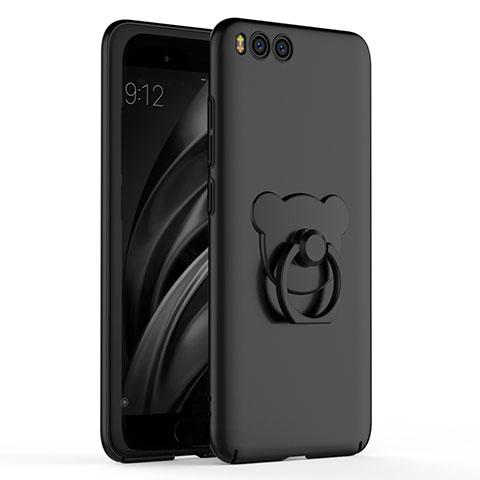 Funda Dura Plastico Rigida Carcasa Mate con Anillo de dedo Soporte A01 para Xiaomi Mi 6 Negro