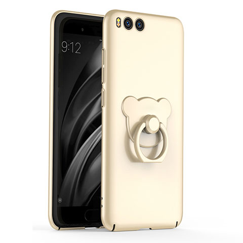 Funda Dura Plastico Rigida Carcasa Mate con Anillo de dedo Soporte A01 para Xiaomi Mi 6 Oro