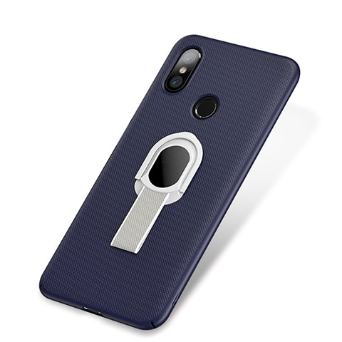 Funda Dura Plastico Rigida Carcasa Mate con Anillo de dedo Soporte A01 para Xiaomi Mi 8 Azul