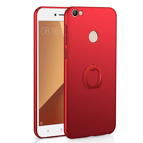 Funda Dura Plastico Rigida Carcasa Mate con Anillo de dedo Soporte A01 para Xiaomi Redmi Note 5A High Edition Rojo