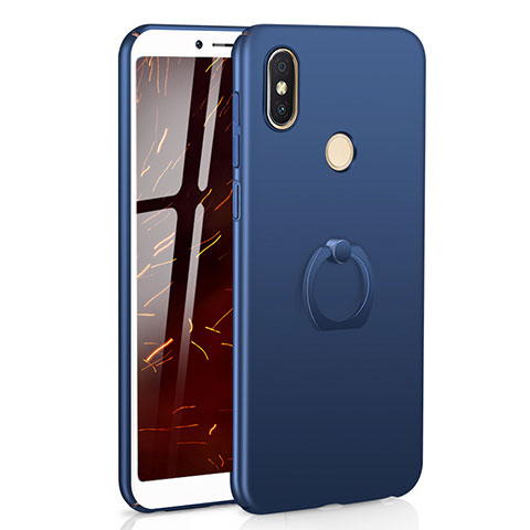 Funda Dura Plastico Rigida Carcasa Mate con Anillo de dedo Soporte A01 para Xiaomi Redmi S2 Azul