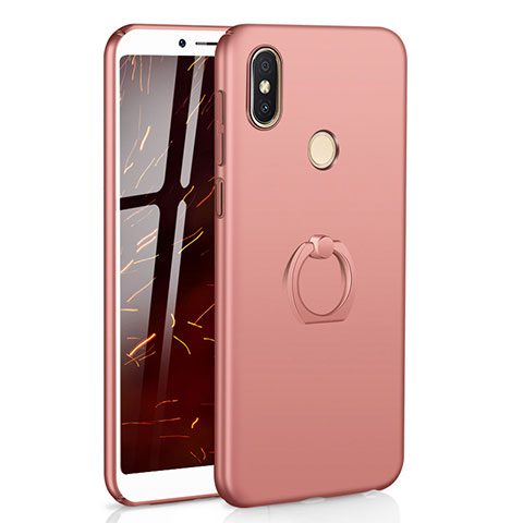 Funda Dura Plastico Rigida Carcasa Mate con Anillo de dedo Soporte A01 para Xiaomi Redmi S2 Oro Rosa