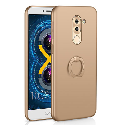 Funda Dura Plastico Rigida Carcasa Mate con Anillo de dedo Soporte A02 para Huawei GR5 (2017) Oro