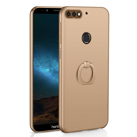 Funda Dura Plastico Rigida Carcasa Mate con Anillo de dedo Soporte A03 para Huawei Y7 (2018) Oro