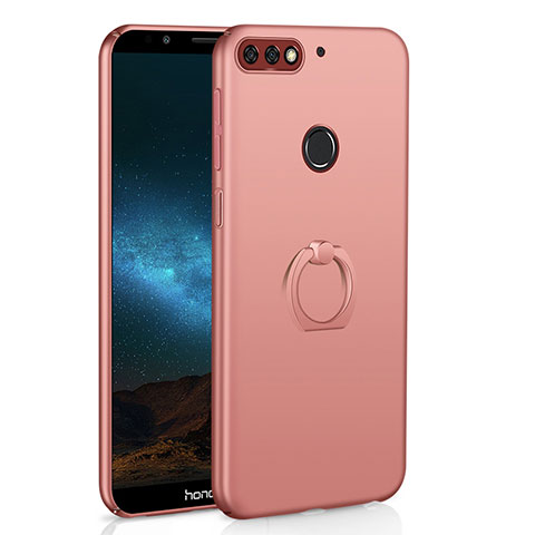 Funda Dura Plastico Rigida Carcasa Mate con Anillo de dedo Soporte A03 para Huawei Y7 (2018) Oro Rosa