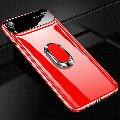 Funda Dura Plastico Rigida Carcasa Mate con Magnetico Anillo de dedo Soporte A01 para Apple iPhone XR Rojo