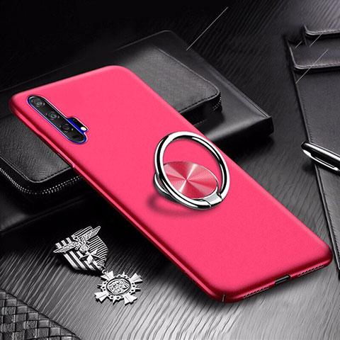 Funda Dura Plastico Rigida Carcasa Mate con Magnetico Anillo de dedo Soporte A01 para Huawei Honor 20 Pro Rojo