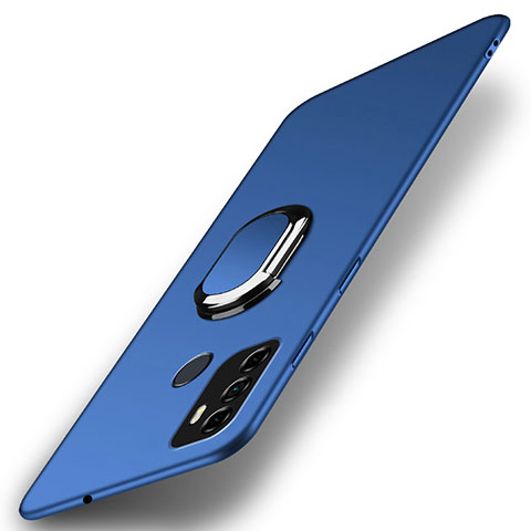 Funda Dura Plastico Rigida Carcasa Mate con Magnetico Anillo de dedo Soporte A01 para Oppo A11s Azul