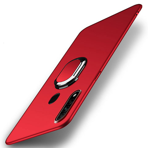 Funda Dura Plastico Rigida Carcasa Mate con Magnetico Anillo de dedo Soporte A01 para Oppo A31 Rojo