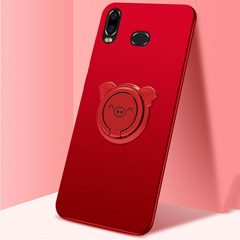 Funda Dura Plastico Rigida Carcasa Mate con Magnetico Anillo de dedo Soporte A01 para Samsung Galaxy A6s Rojo