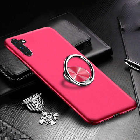Funda Dura Plastico Rigida Carcasa Mate con Magnetico Anillo de dedo Soporte A01 para Samsung Galaxy Note 10 Rojo