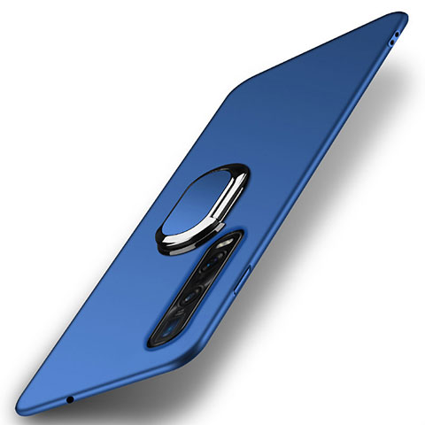 Funda Dura Plastico Rigida Carcasa Mate con Magnetico Anillo de dedo Soporte A02 para Oppo Find X2 Pro Azul