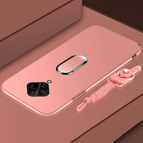 Funda Dura Plastico Rigida Carcasa Mate con Magnetico Anillo de dedo Soporte A02 para Vivo S1 Pro Oro Rosa