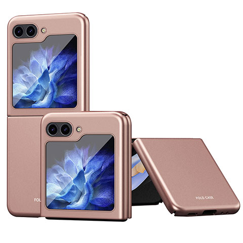 Funda Dura Plastico Rigida Carcasa Mate con Magnetico Anillo de dedo Soporte AN1 para Samsung Galaxy Z Flip5 5G Oro Rosa