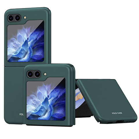 Funda Dura Plastico Rigida Carcasa Mate con Magnetico Anillo de dedo Soporte AN1 para Samsung Galaxy Z Flip5 5G Verde