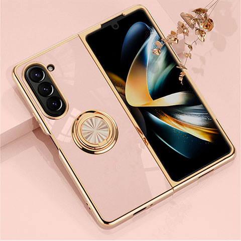 Funda Dura Plastico Rigida Carcasa Mate con Magnetico Anillo de dedo Soporte AN1 para Samsung Galaxy Z Fold5 5G Oro Rosa