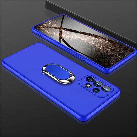 Funda Dura Plastico Rigida Carcasa Mate con Magnetico Anillo de dedo Soporte GK1 para Samsung Galaxy A53 5G Azul