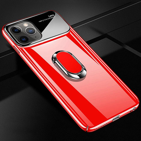 Funda Dura Plastico Rigida Carcasa Mate con Magnetico Anillo de dedo Soporte P01 para Apple iPhone 11 Pro Rojo