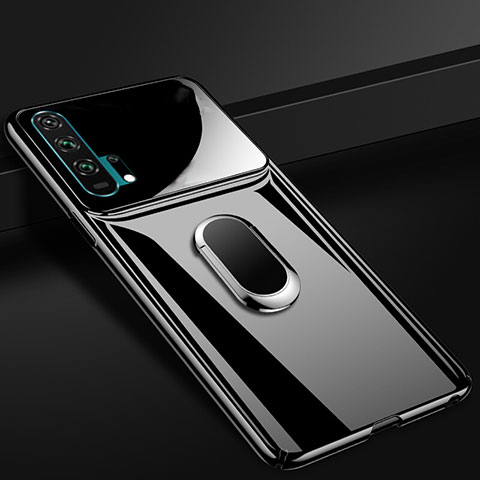 Funda Dura Plastico Rigida Carcasa Mate con Magnetico Anillo de dedo Soporte P01 para Huawei Honor 20 Pro Negro