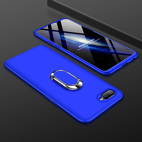 Funda Dura Plastico Rigida Carcasa Mate con Magnetico Anillo de dedo Soporte P01 para Oppo R17 Neo Azul