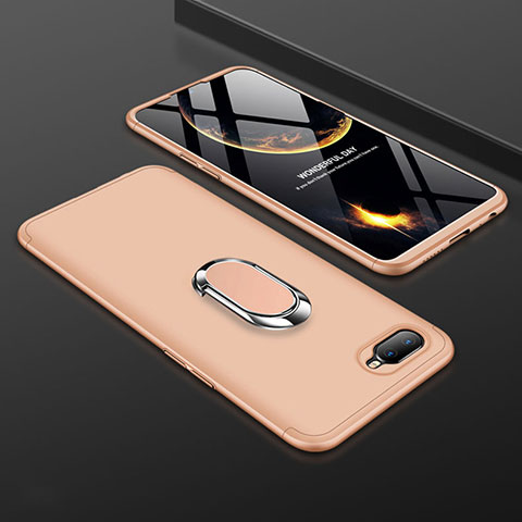 Funda Dura Plastico Rigida Carcasa Mate con Magnetico Anillo de dedo Soporte P01 para Oppo R17 Neo Oro