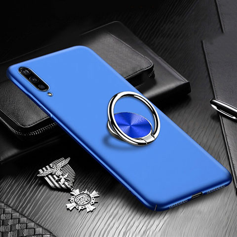 Funda Dura Plastico Rigida Carcasa Mate con Magnetico Anillo de dedo Soporte P01 para Xiaomi Mi A3 Azul