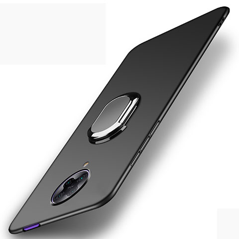 Funda Dura Plastico Rigida Carcasa Mate con Magnetico Anillo de dedo Soporte P01 para Xiaomi Redmi K30 Pro 5G Negro