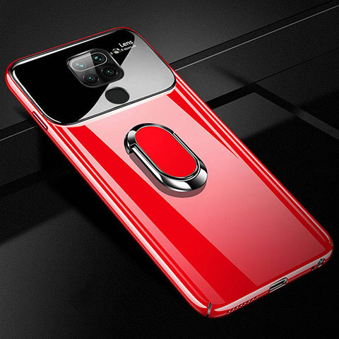 Funda Dura Plastico Rigida Carcasa Mate con Magnetico Anillo de dedo Soporte P01 para Xiaomi Redmi Note 9 Rojo