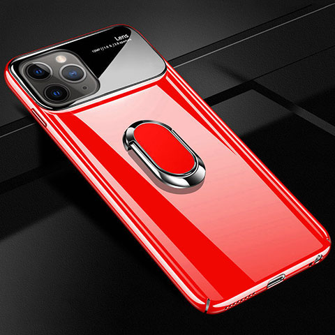 Funda Dura Plastico Rigida Carcasa Mate con Magnetico Anillo de dedo Soporte P02 para Apple iPhone 11 Pro Rojo