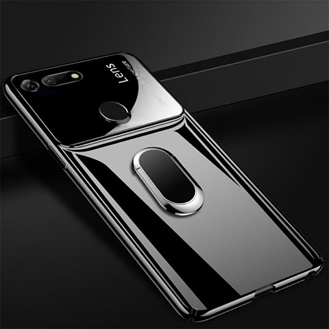 Funda Dura Plastico Rigida Carcasa Mate con Magnetico Anillo de dedo Soporte P02 para Huawei Honor View 20 Negro