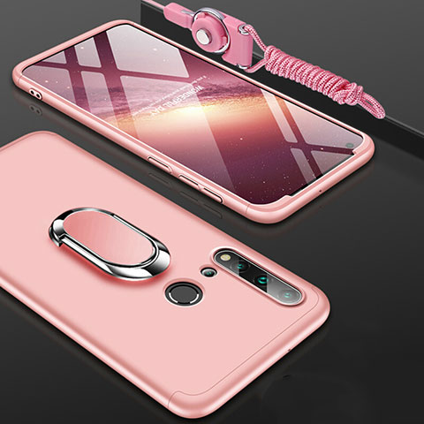 Funda Dura Plastico Rigida Carcasa Mate con Magnetico Anillo de dedo Soporte P02 para Huawei P20 Lite (2019) Oro Rosa