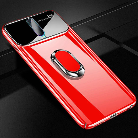 Funda Dura Plastico Rigida Carcasa Mate con Magnetico Anillo de dedo Soporte P02 para Oppo R17 Pro Rojo