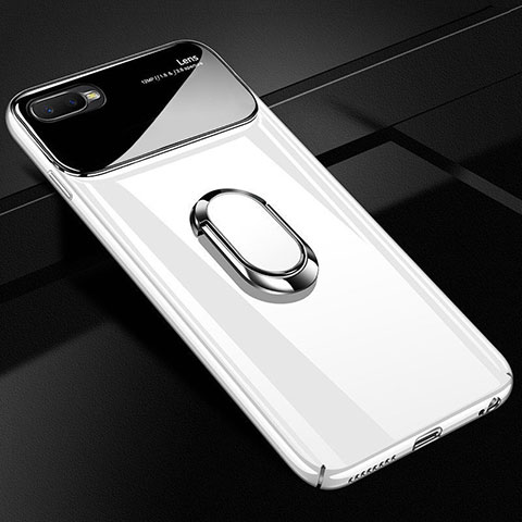 Funda Dura Plastico Rigida Carcasa Mate con Magnetico Anillo de dedo Soporte P04 para Oppo R17 Neo Blanco