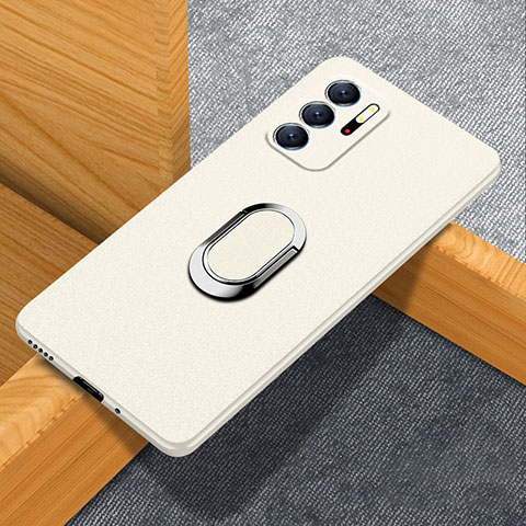 Funda Dura Plastico Rigida Carcasa Mate con Magnetico Anillo de dedo Soporte para Xiaomi POCO M3 Pro 5G Blanco