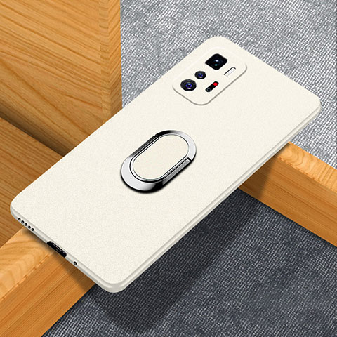 Funda Dura Plastico Rigida Carcasa Mate con Magnetico Anillo de dedo Soporte para Xiaomi Poco X3 GT 5G Blanco